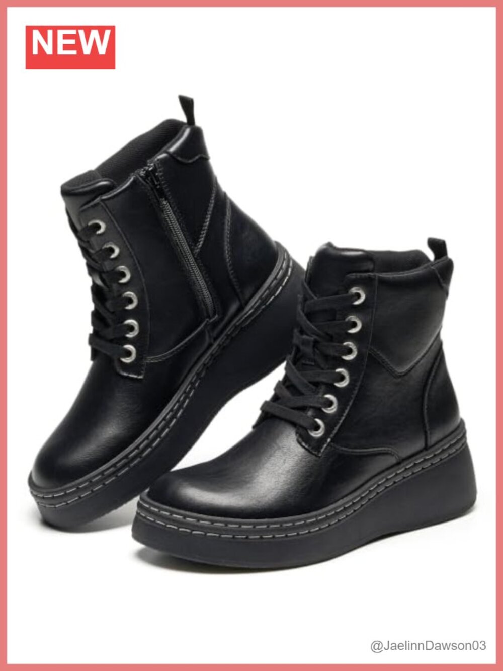 Genuine Leather Platform Ankle Boots Combat Style SmartFoam Cushion